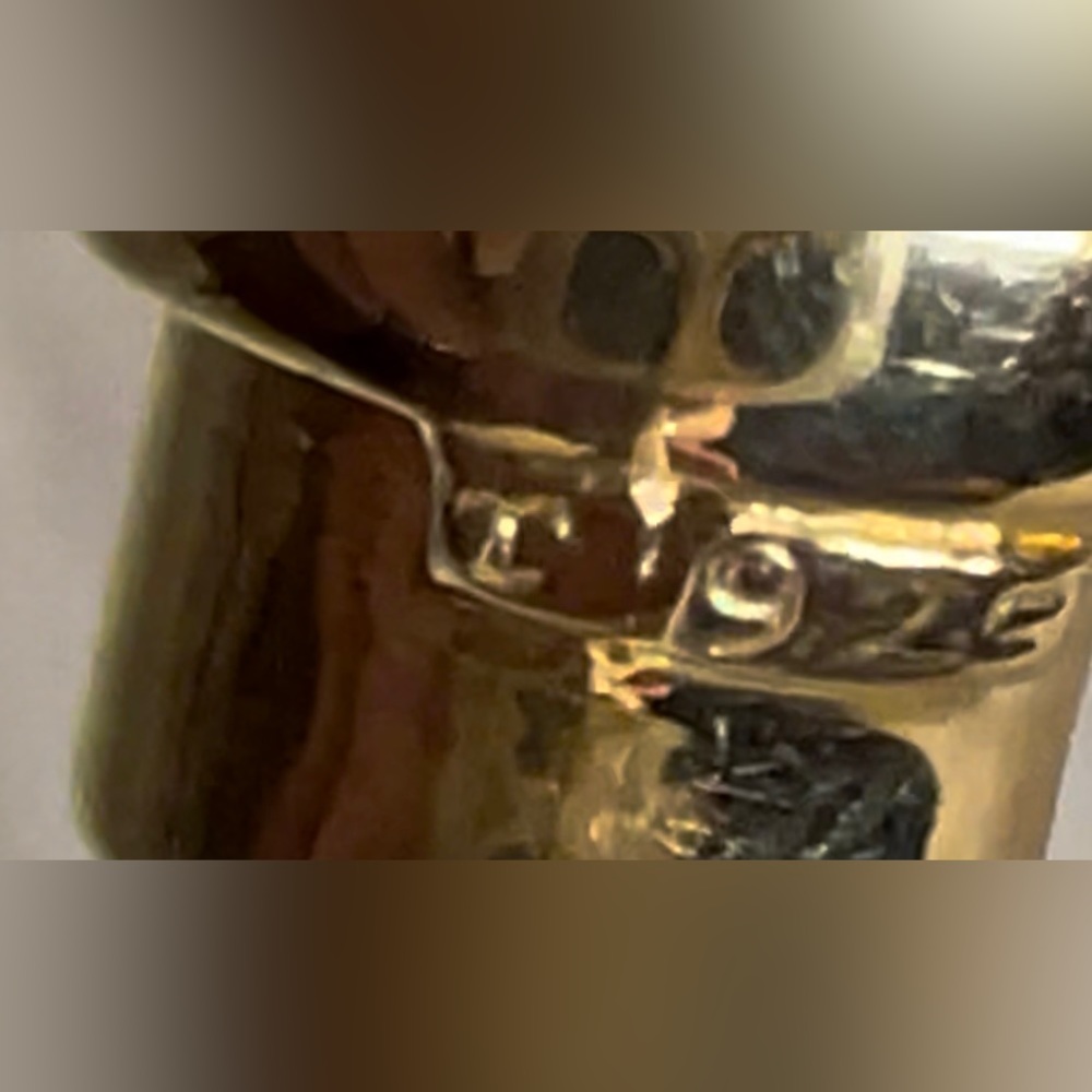 Vintage Designer Sterling Silver & Gold Onyx Cabochon Tip Cuff Bracelet, 7" - Picture 7 of 10